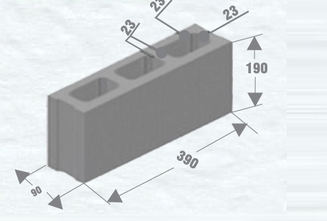 Gạch block xây tường 3 lỗ 100x200x400